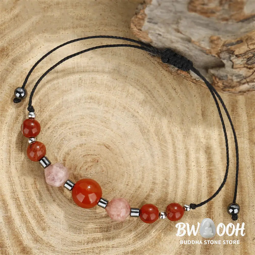 Buddha Stones Believe You Can Carnelian Red Jasper Hematite Sun Stone Positive Bracelet - BWOOOH - Believe You