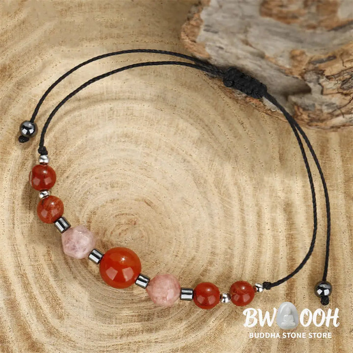 Buddha Stones Believe You Can Carnelian Red Jasper Hematite Sun Stone Positive Bracelet - BWOOOH - Believe You