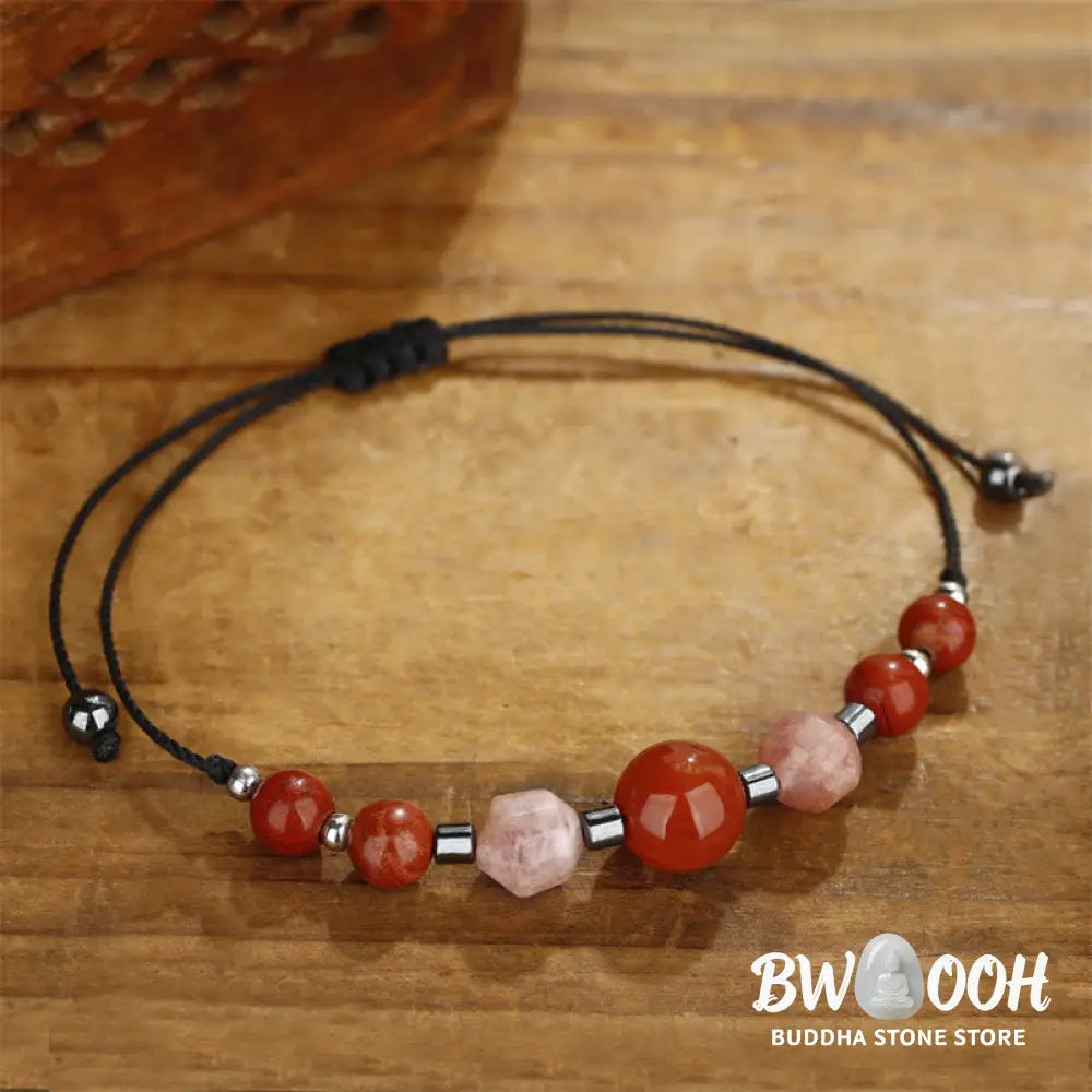 Buddha Stones Believe You Can Carnelian Red Jasper Hematite Sun Stone Positive Bracelet - BWOOOH - Believe You