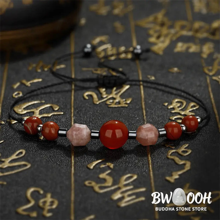 Buddha Stones Believe You Can Carnelian Red Jasper Hematite Sun Stone Positive Bracelet - BWOOOH - Believe You