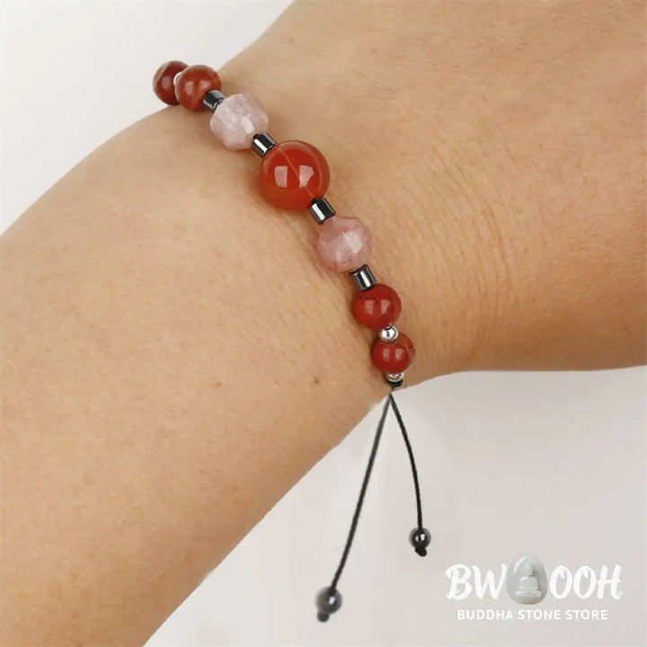 Buddha Stones Believe You Can Carnelian Red Jasper Hematite Sun Stone Positive Bracelet - BWOOOH - Believe You
