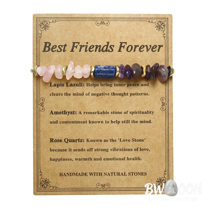 Buddha Stones Best Friends Forever Amethyst Rose Quartz Lazurite Spiritual Bracelet - BWOOOH - Best Friends