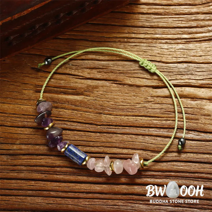 Buddha Stones Best Friends Forever Amethyst Rose Quartz Lazurite Spiritual Bracelet - BWOOOH - Best Friends