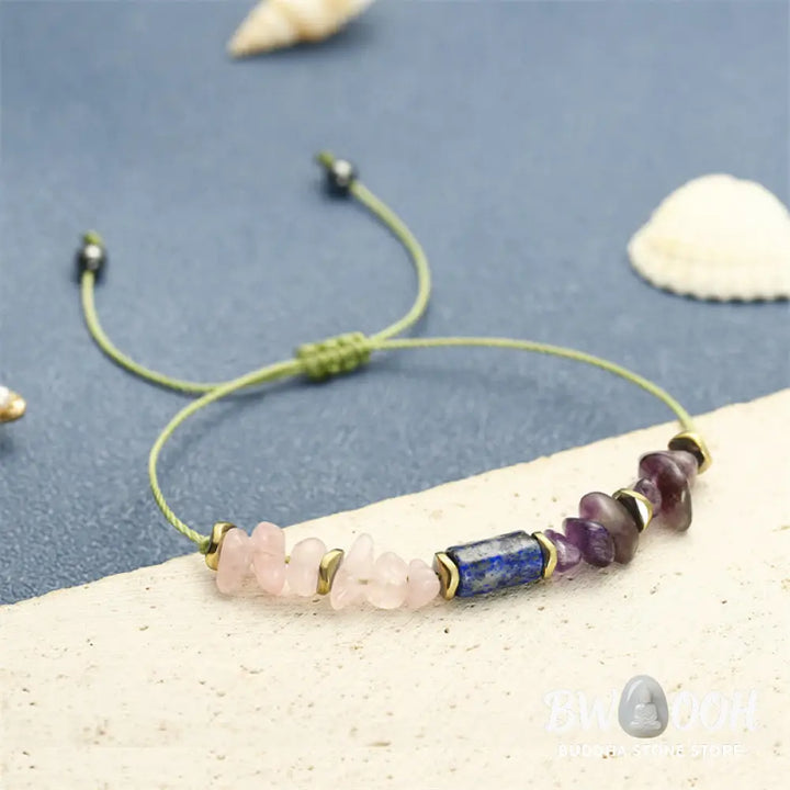 Buddha Stones Best Friends Forever Amethyst Rose Quartz Lazurite Spiritual Bracelet - BWOOOH - Best Friends