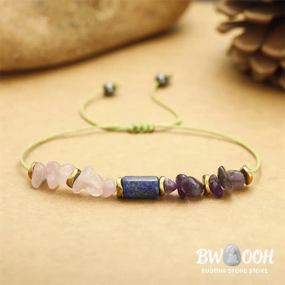 Buddha Stones Best Friends Forever Amethyst Rose Quartz Lazurite Spiritual Bracelet - BWOOOH - Best Friends