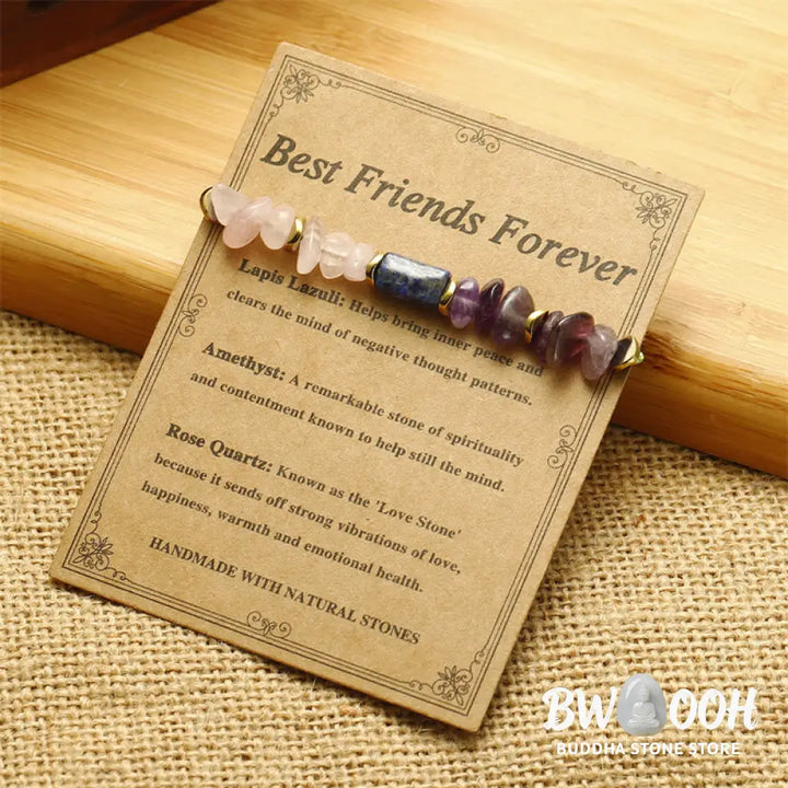 Buddha Stones Best Friends Forever Amethyst Rose Quartz Lazurite Spiritual Bracelet - BWOOOH - Best Friends