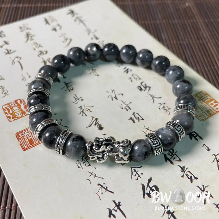 Buddha Stones Black Glitter Stone PiXiu Power Bracelet - BWOOOH - Black Glitter Stone(Wrist Circumference 14-16cm)