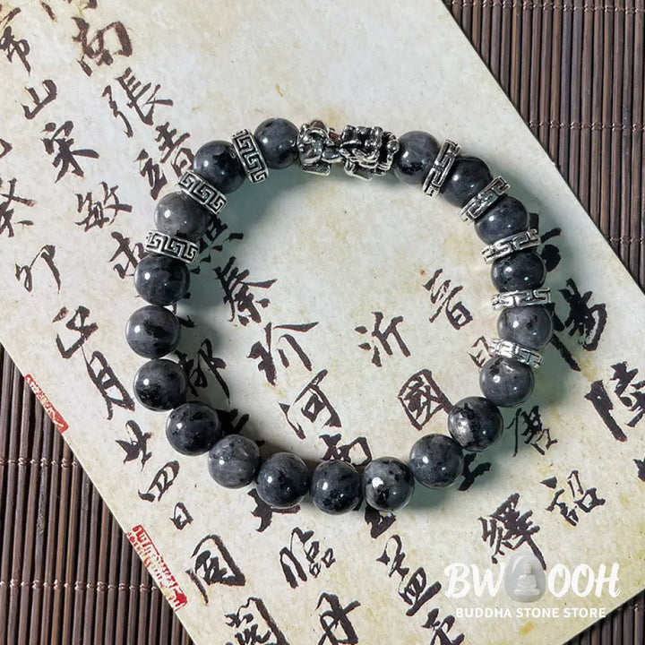 Buddha Stones Black Glitter Stone PiXiu Power Bracelet - BWOOOH - Black Glitter Stone(Wrist Circumference 14-16cm)