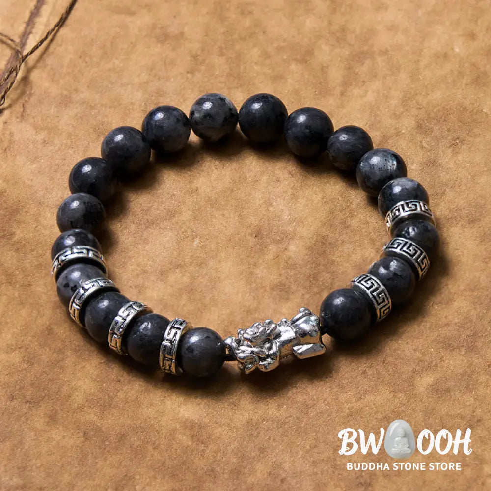 Buddha Stones Black Glitter Stone PiXiu Power Bracelet - BWOOOH - Black Glitter Stone(Wrist Circumference 14-16cm)