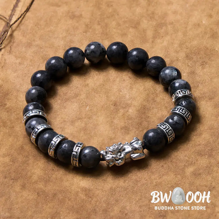 Buddha Stones Black Glitter Stone PiXiu Power Bracelet - BWOOOH - Black Glitter Stone(Wrist Circumference 14-16cm)