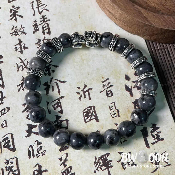 Buddha Stones Black Glitter Stone PiXiu Power Bracelet - BWOOOH - Black Glitter Stone(Wrist Circumference 14-16cm)