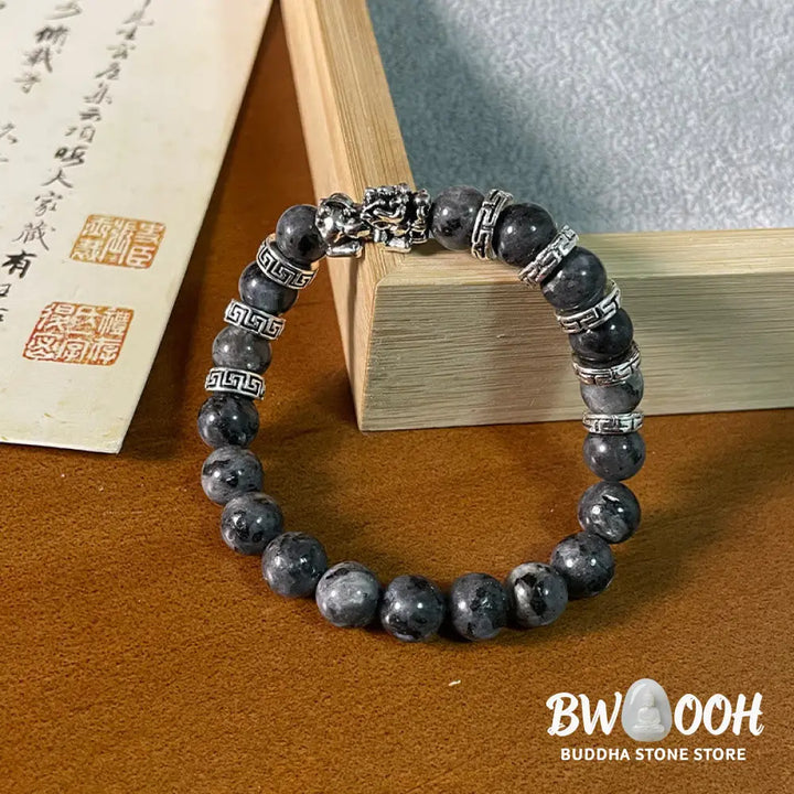 Buddha Stones Black Glitter Stone PiXiu Power Bracelet - BWOOOH - Black Glitter Stone(Wrist Circumference 14-16cm)