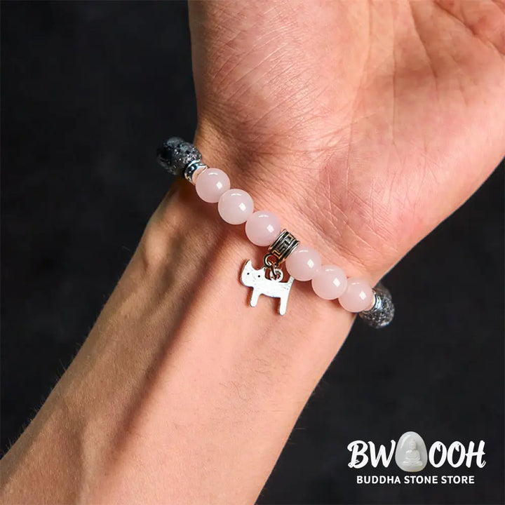 Buddha Stones Black Lava Rock Crystal Beads Animal Pattern Healing Bracelet - Bracelet