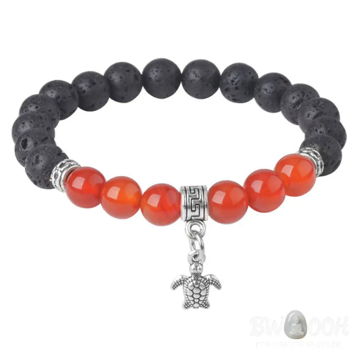Buddha Stones Black Lava Rock Crystal Beads Animal Pattern Healing Bracelet - Bracelet