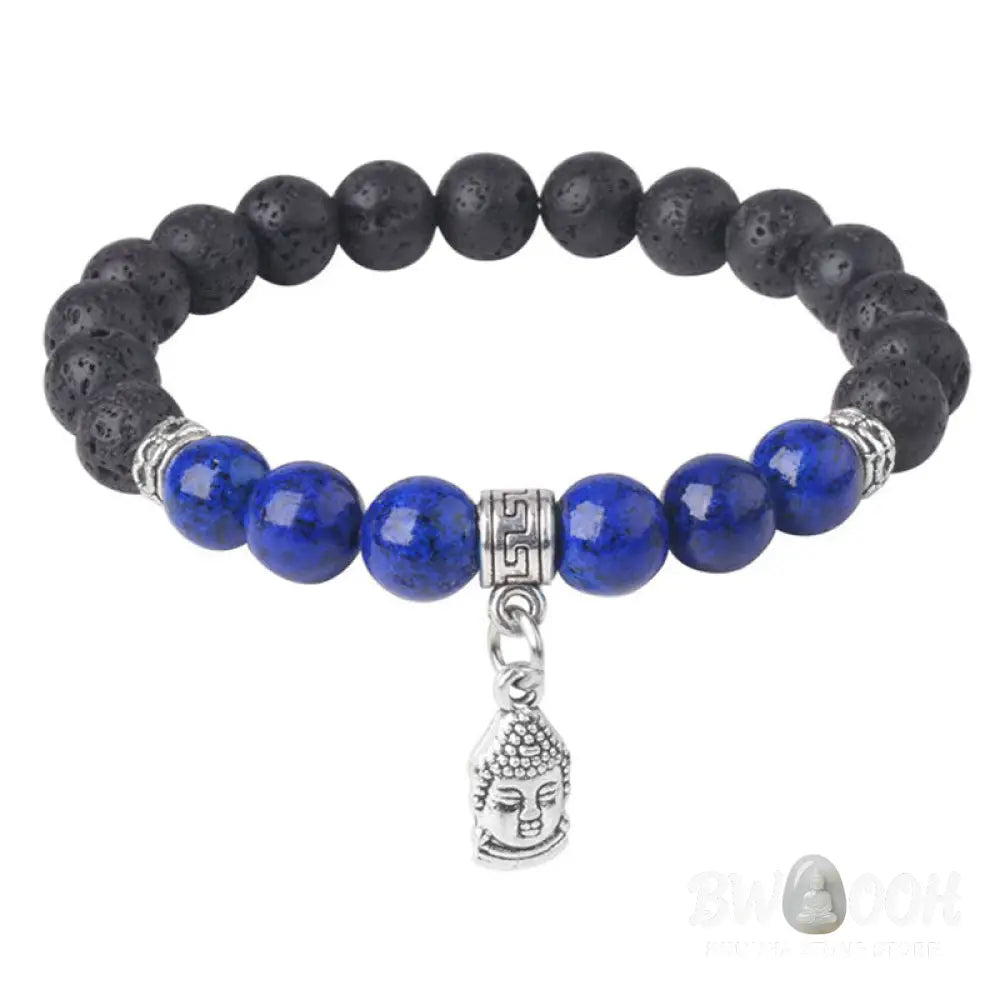 Buddha Stones Black Lava Rock Crystal Beads Animal Pattern Healing Bracelet - Bracelet