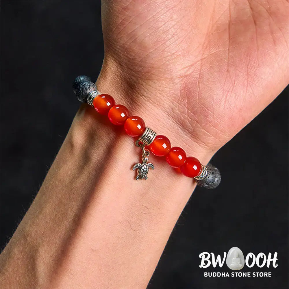 Buddha Stones Black Lava Rock Crystal Beads Animal Pattern Healing Bracelet - Bracelet