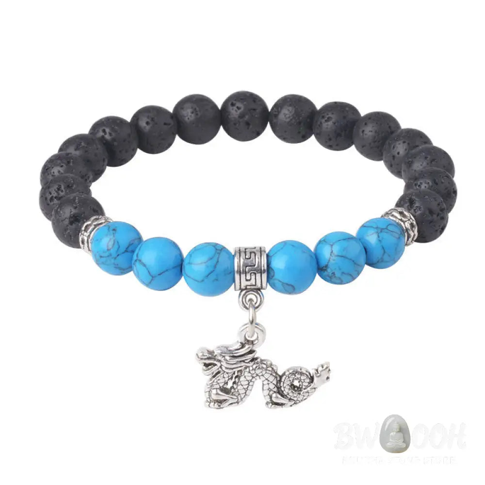 Buddha Stones Black Lava Rock Crystal Beads Animal Pattern Healing Bracelet - Bracelet