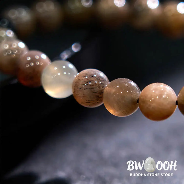 Buddha Stones Black Moonstone Soothing Bracelet - BWOOOH - Black Moonstone(Wrist Circumference: 14-16cm) - Bracelet
