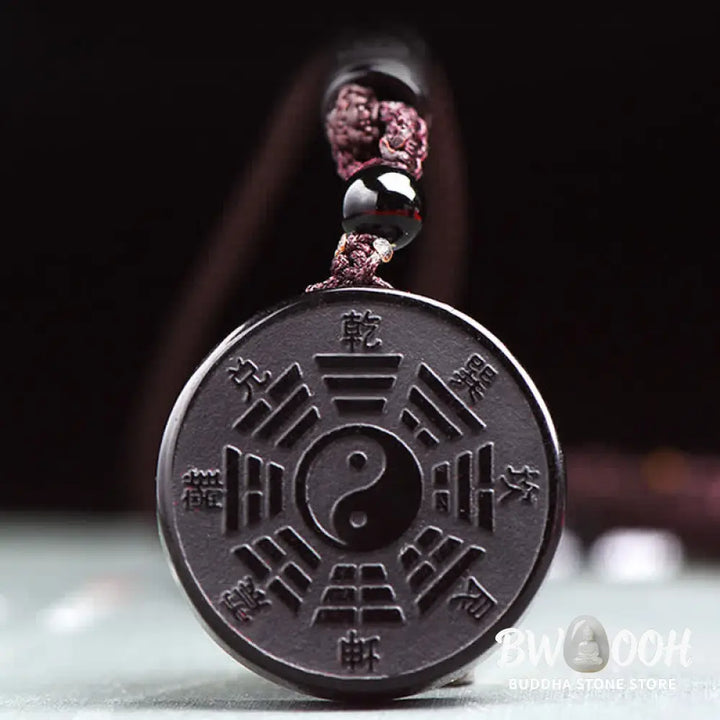 Buddha Stones Black Obsidian Bagua Yin Yang Strength Necklace Pendant - BWOOOH - Black Obsidian (Purification ♥