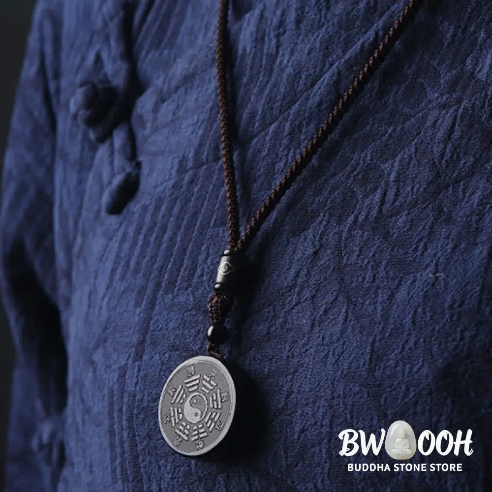 Buddha Stones Black Obsidian Bagua Yin Yang Strength Necklace Pendant - BWOOOH - Black Obsidian (Purification ♥
