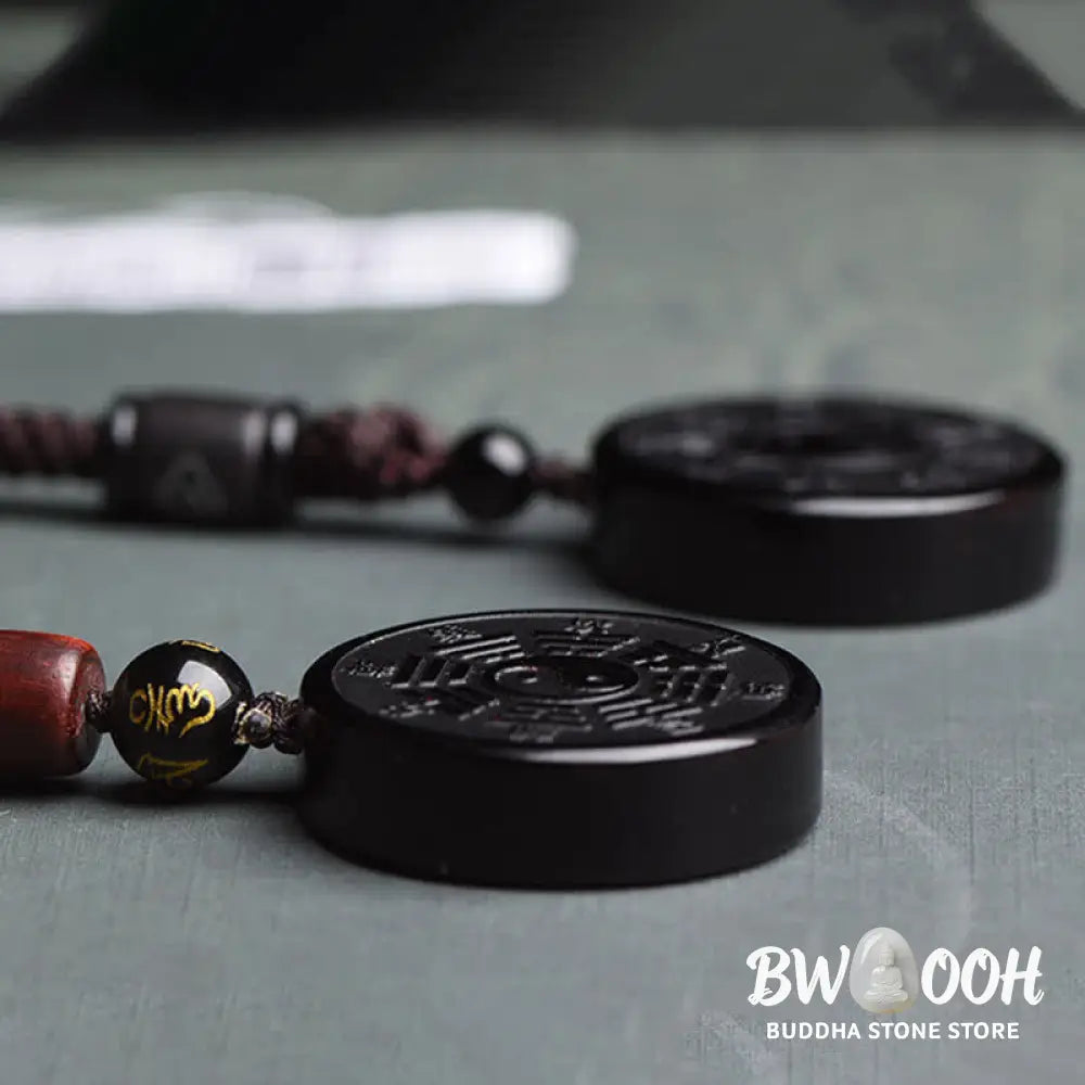 Buddha Stones Black Obsidian Bagua Yin Yang Strength Necklace Pendant - BWOOOH - Black Obsidian (Purification ♥