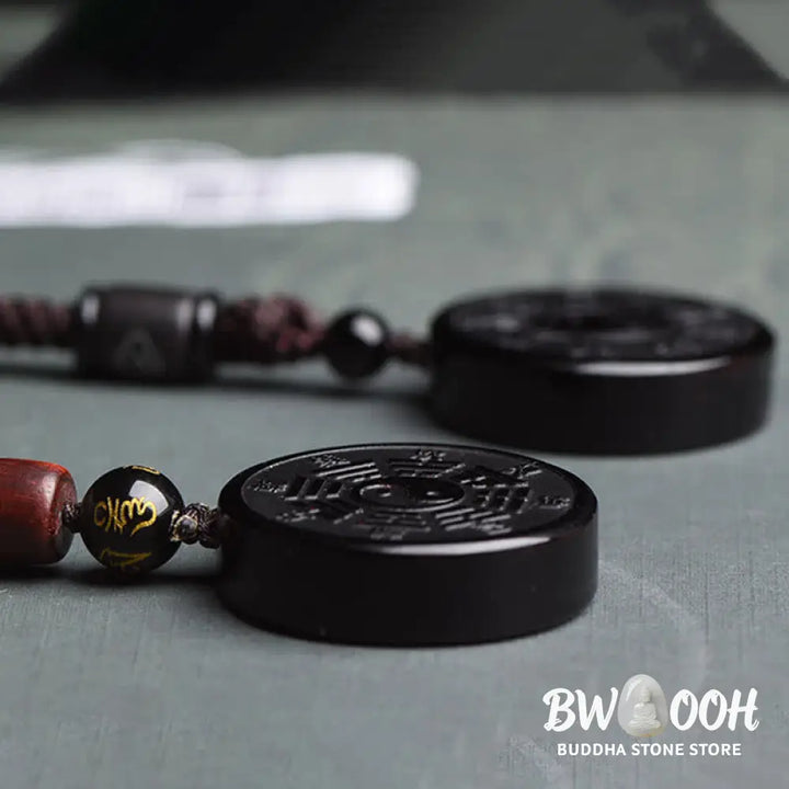 Buddha Stones Black Obsidian Bagua Yin Yang Strength Necklace Pendant - BWOOOH - Black Obsidian (Purification ♥