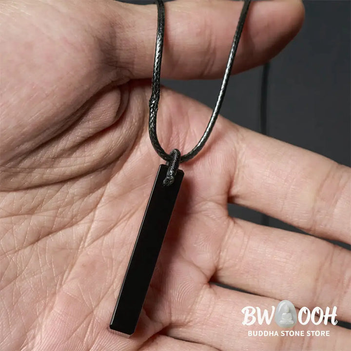 Buddha Stones Black Obsidian Blue Sandstone Transformation Necklace Pendant - BWOOOH - Necklaces &amp; Pendants