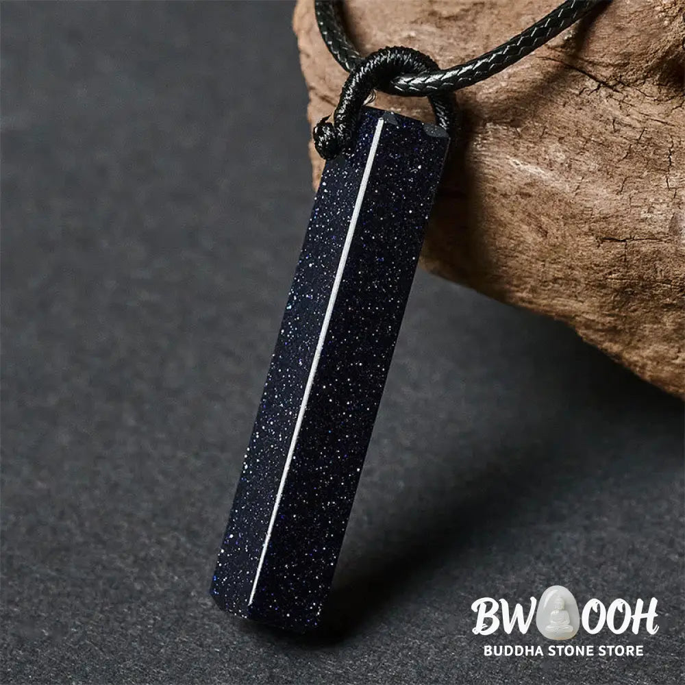 Buddha Stones Black Obsidian Blue Sandstone Transformation Necklace Pendant - BWOOOH - Necklaces &amp; Pendants