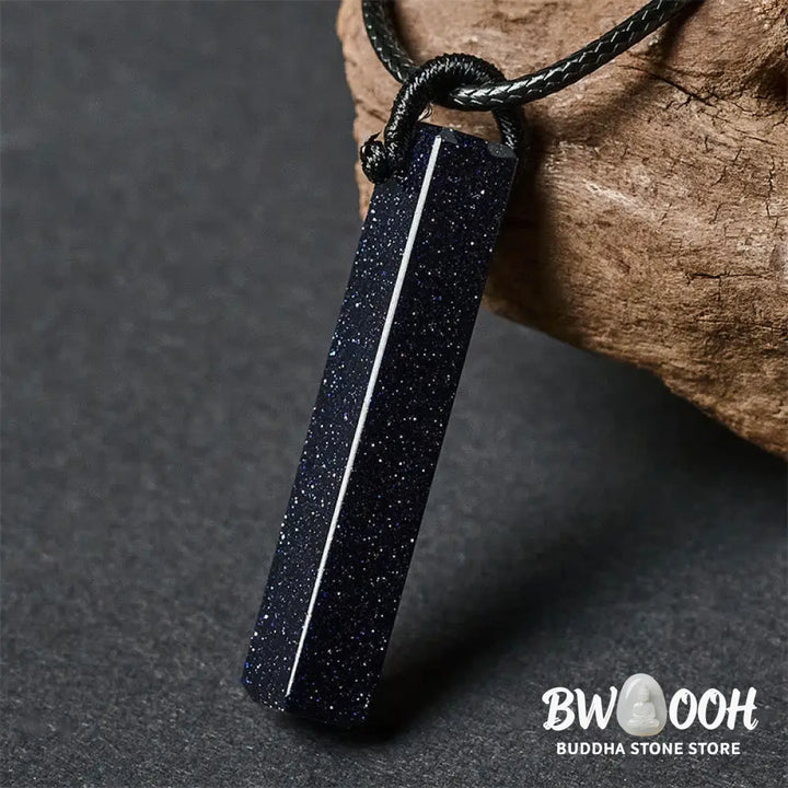 Buddha Stones Black Obsidian Blue Sandstone Transformation Necklace Pendant - BWOOOH - Necklaces &amp; Pendants