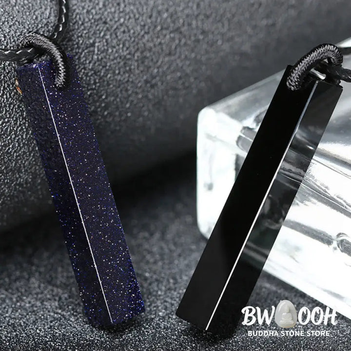 Buddha Stones Black Obsidian Blue Sandstone Transformation Necklace Pendant - BWOOOH - Necklaces &amp; Pendants