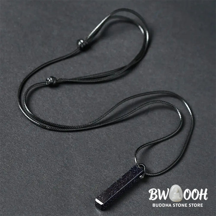 Buddha Stones Black Obsidian Blue Sandstone Transformation Necklace Pendant - BWOOOH - Necklaces &amp; Pendants