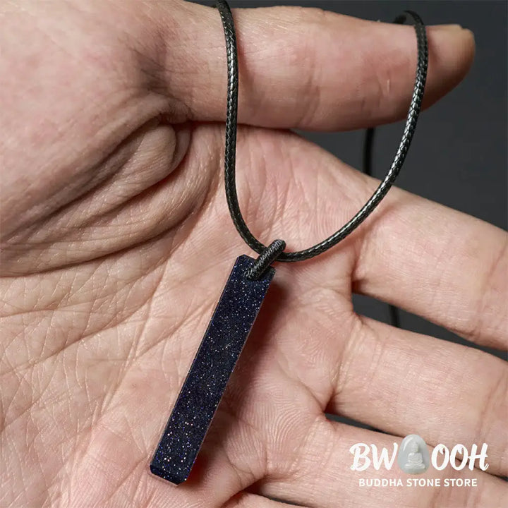 Buddha Stones Black Obsidian Blue Sandstone Transformation Necklace Pendant - BWOOOH - Necklaces &amp; Pendants