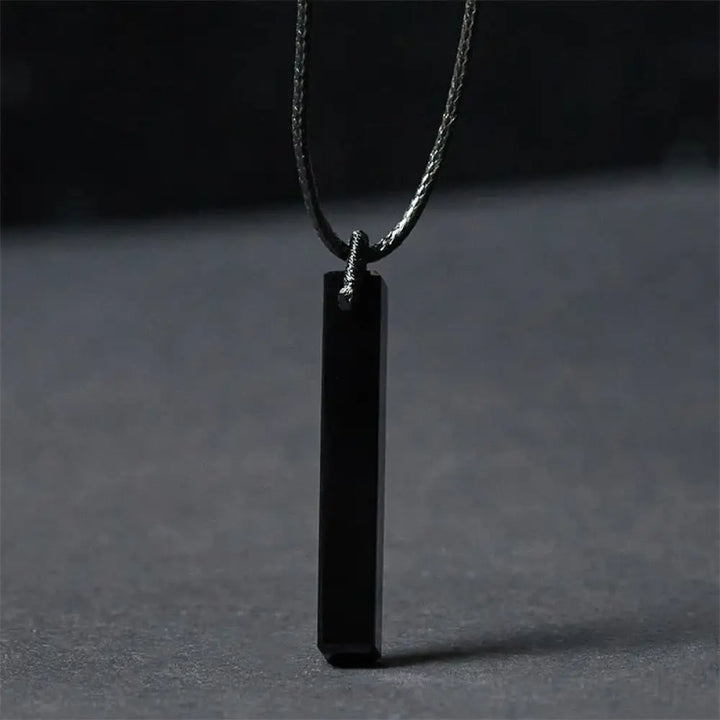 Buddha Stones Black Obsidian Blue Sandstone Transformation Necklace Pendant - BWOOOH - Black Obsidian - Necklaces &amp;