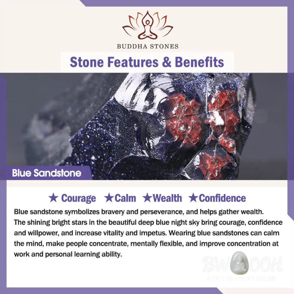 Buddha Stones Black Obsidian Blue Sandstone Transformation Necklace Pendant - BWOOOH - Necklaces &amp; Pendants