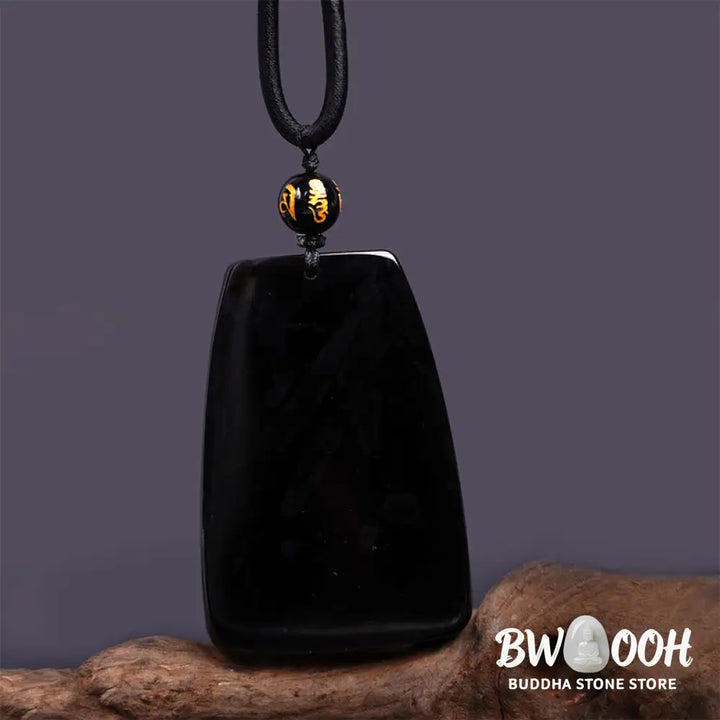 Buddha Stones Black Obsidian Dragon Carved Luck Protection Necklace Pendant - BWOOOH - Necklaces &amp; Pendants