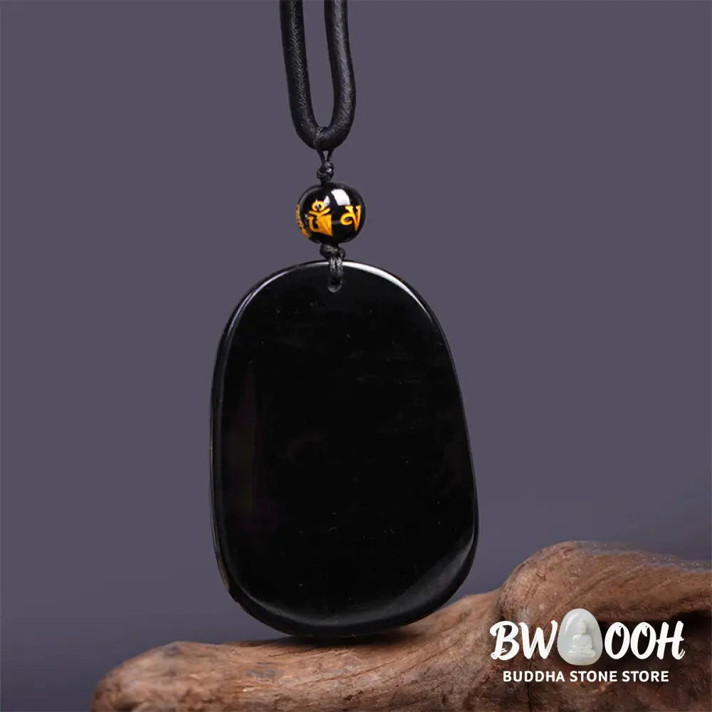 Buddha Stones Black Obsidian Dragon Carved Luck Protection Necklace Pendant - BWOOOH - Necklaces &amp; Pendants