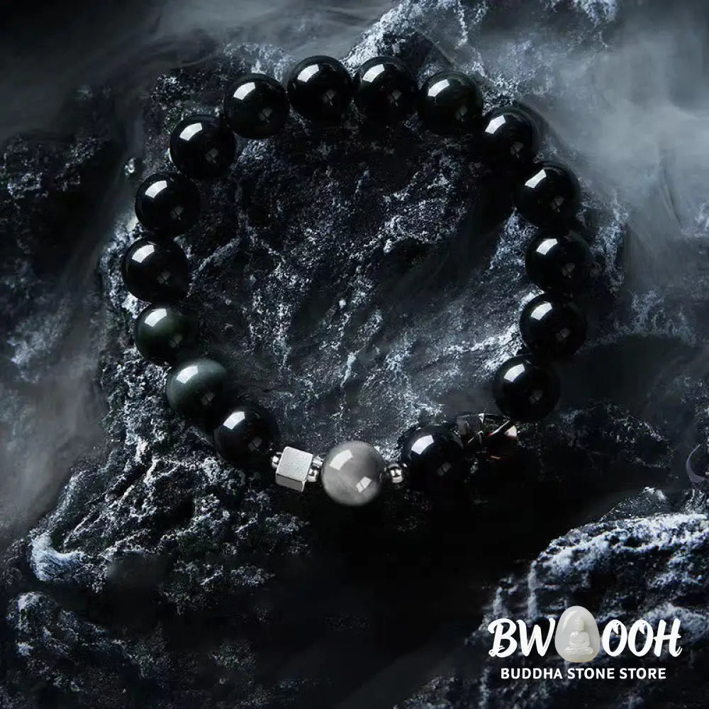 Buddha Stones Black Obsidian Eagle’s Eye Stone Gold Sheen Obsidian Tiger’s Eye Strength Bracelet - BWOOOH - Bracelet