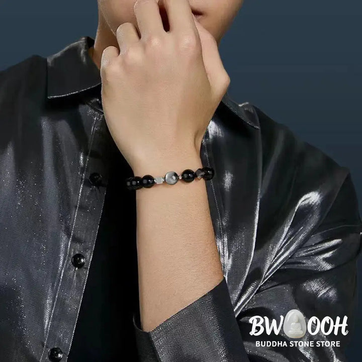 Buddha Stones Black Obsidian Eagle’s Eye Stone Gold Sheen Obsidian Tiger’s Eye Strength Bracelet - BWOOOH - Bracelet