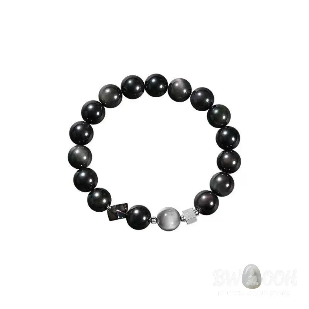 Buddha Stones Black Obsidian Eagle’s Eye Stone Gold Sheen Obsidian Tiger’s Eye Strength Bracelet - BWOOOH - Bracelet