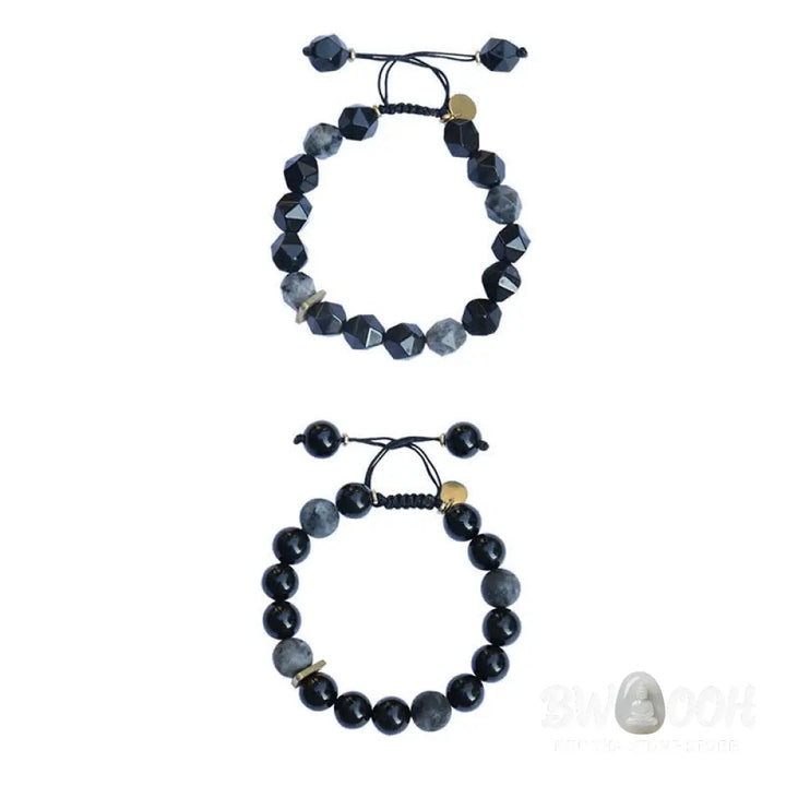 Buddha Stones Black Obsidian Black Glitter Stone Purification Bracelet - BWOOOH - Bracelet