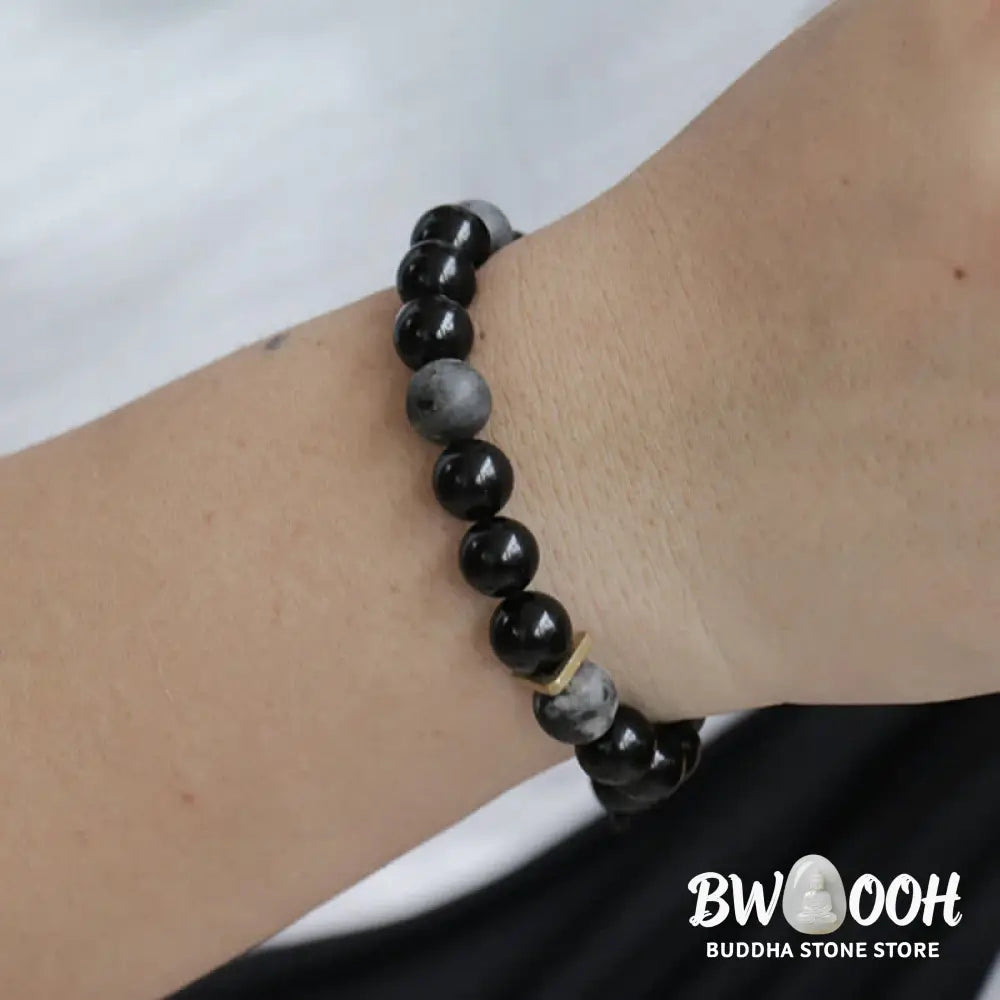 Buddha Stones Black Obsidian Black Glitter Stone Purification Bracelet - BWOOOH - Bracelet