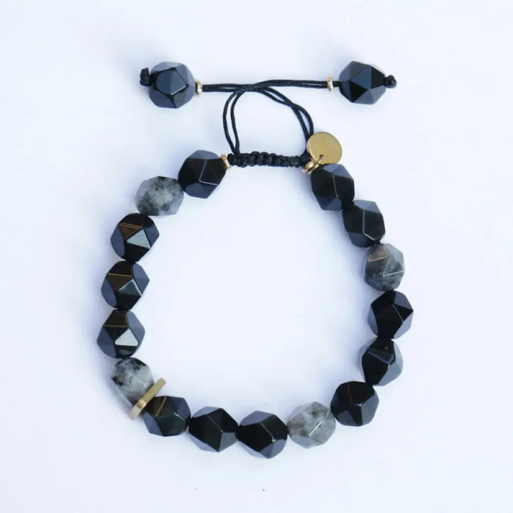 Buddha Stones Black Obsidian Black Glitter Stone Purification Bracelet - BWOOOH - Prismatic Beads / 17-21cm - Bracelet