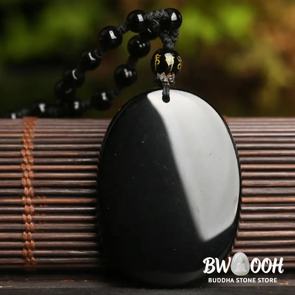 Buddha Stones Black Obsidian Koi Fish Bead Rope Fulfilment Strength Necklace Pendant - BWOOOH - Black Obsidian