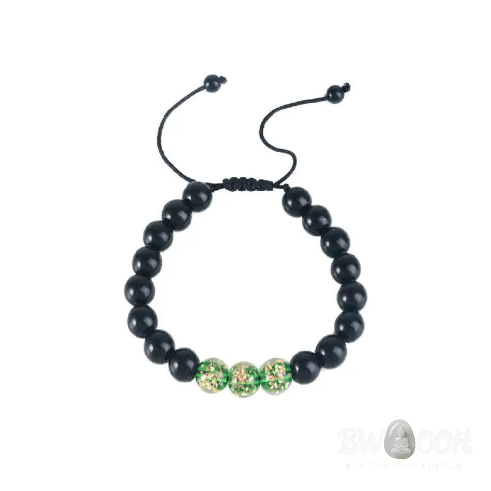 Buddha Stones Black Obsidian Luminous Glowstone Strength Bracelet - Bracelet