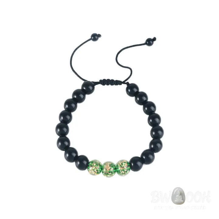 Buddha Stones Black Obsidian Luminous Glowstone Strength Bracelet - Bracelet