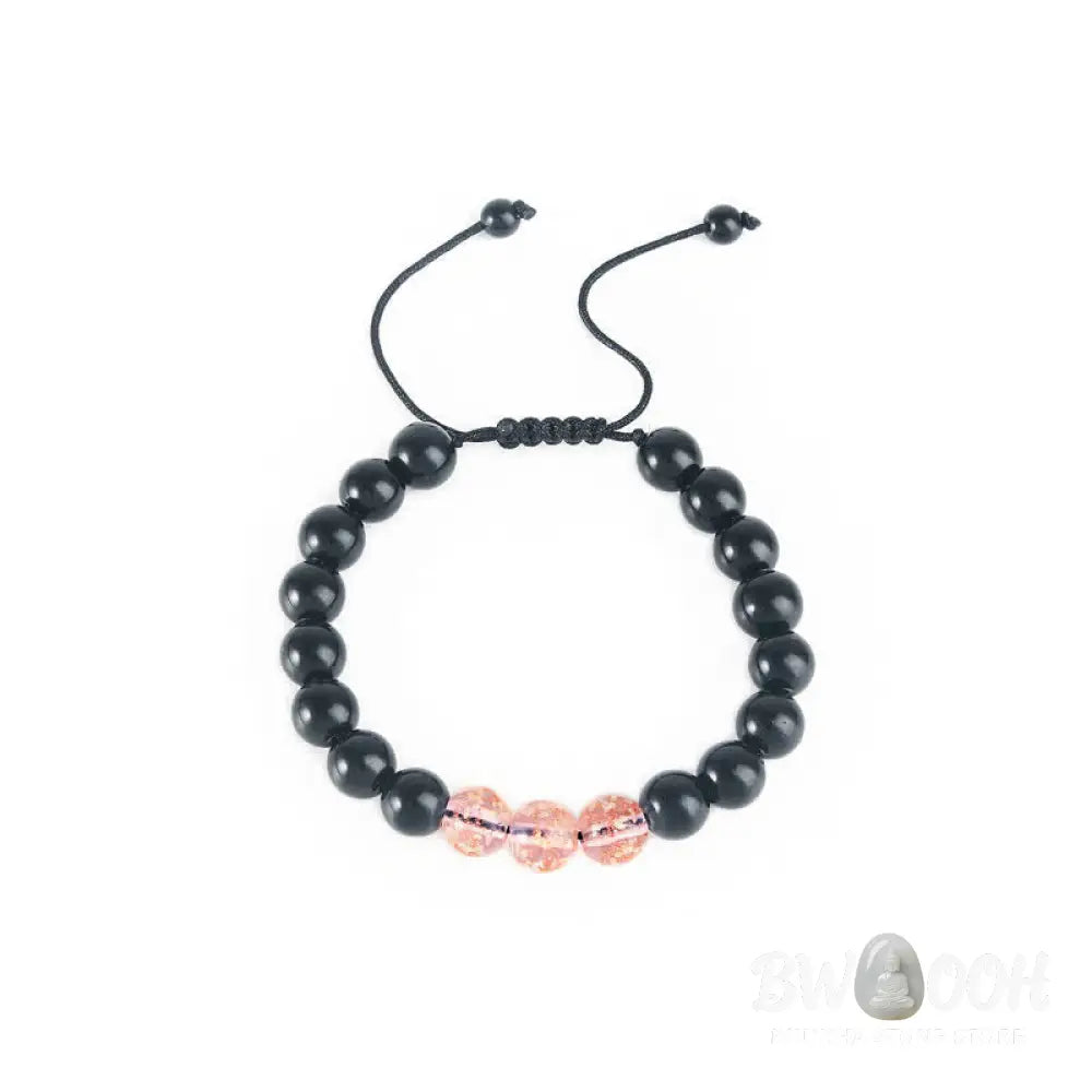 Buddha Stones Black Obsidian Luminous Glowstone Strength Bracelet - Bracelet