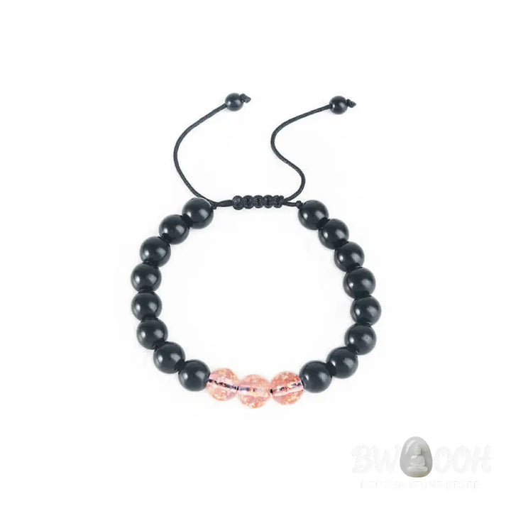 Buddha Stones Black Obsidian Luminous Glowstone Strength Bracelet - Bracelet