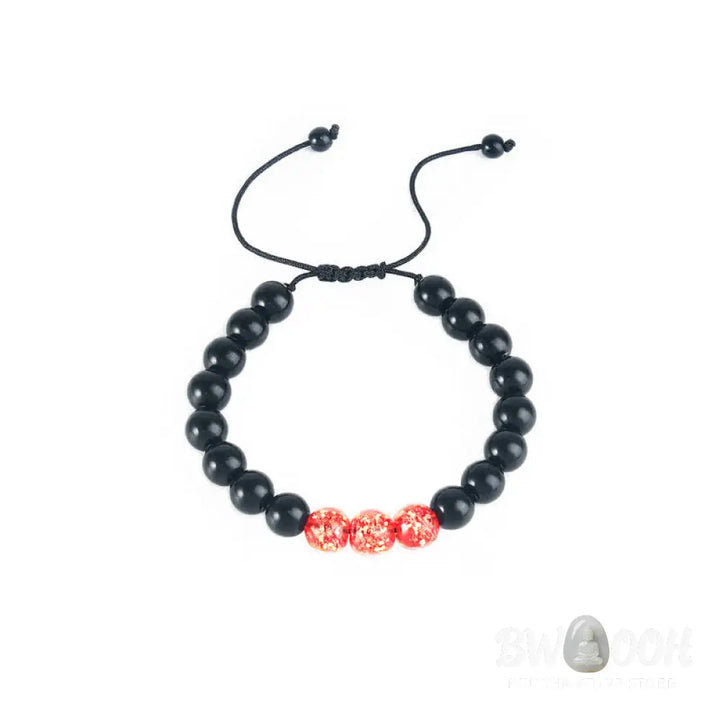 Buddha Stones Black Obsidian Luminous Glowstone Strength Bracelet - Bracelet