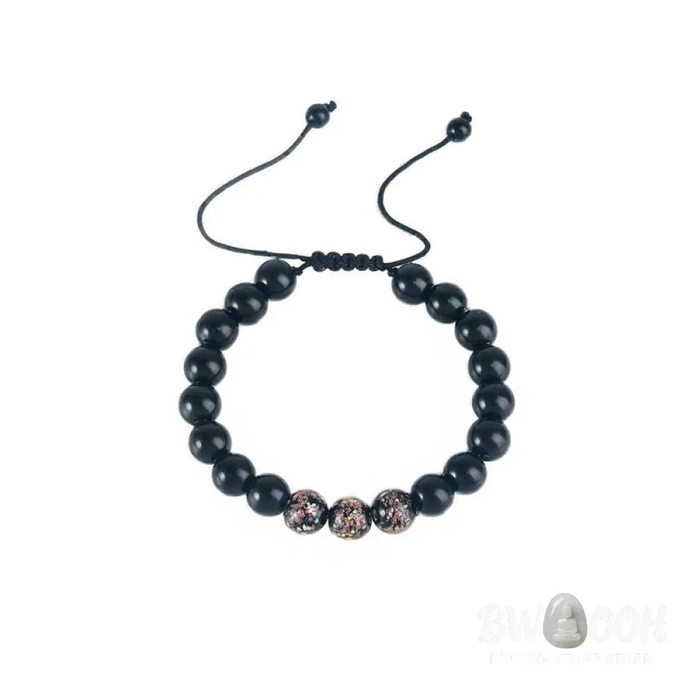 Buddha Stones Black Obsidian Luminous Glowstone Strength Bracelet - Bracelet