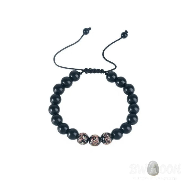 Buddha Stones Black Obsidian Luminous Glowstone Strength Bracelet - Bracelet